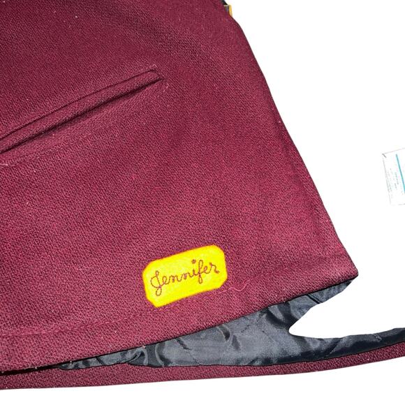 Vintage Varsity Wool hooded Delong coat sz 38. Southeast Pirate "Jennifer" Gold - Picture 5 of 11